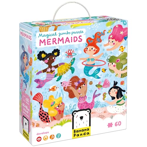 Magical Jumbo Puzzle Mermaids, 60 Teile Lernpuzzle für Kinder 4+, Bodenpuzzle Meerjungfrauen