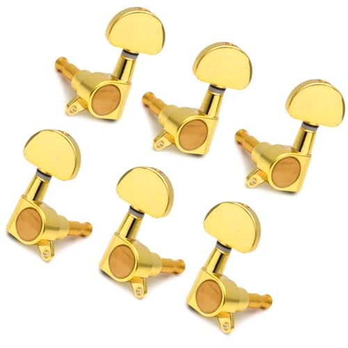 Strings Tuning Pegs Mechaniken Für Gitarre 3L3R Halbkreis-Griff-Mechaniken für E-Gitarre, Akustikgitarre, Saitenwechsler (Color : Gold)