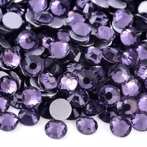 Bulk Flatback Strasssteine, Kristall Hotfix, 1440 Stück Hotfix-Strasssteine, Nicht-Hotfix-Strasssteine, Glitzer-Strasssteine, Kristall-Strass-Diamant-Nagel-Charms, Nagelkunst-Dekorationen(Tanzanite,Mi