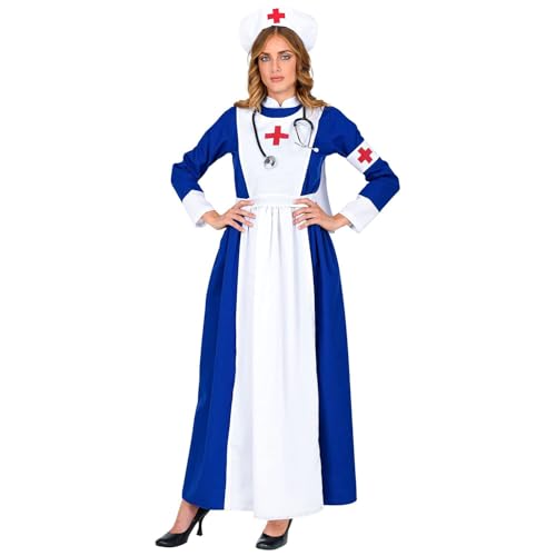 Widmann - Kostüm Retro Krankenschwester, Kleid, Haube und Armbinde, für Damen, Ärztin, Karneval, Mottoparty