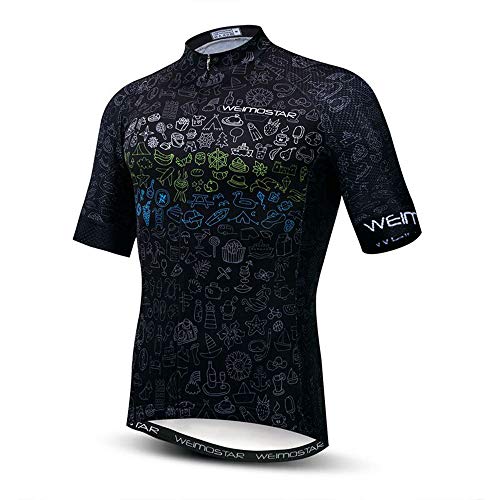 Hotlion Fahrradtrikot Herren, Herren Rennrad Shirt Tops – bequem, super atmungsaktiv und schnell trocknend, reflektierender Reißverschluss, 3 Taschen, Cd6109, S