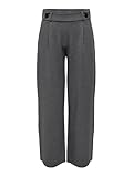 JdY Damen JDYGEGGO New Long Pant JRS NOOS Hose, Medium Grey Melange/Detail:Black Buttons, 34