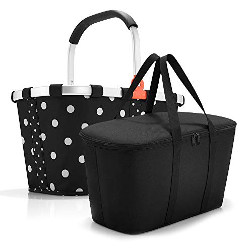 reisenthel, Set aus carrybag BK + coolerbag UH, BKUH, Einkaufskorb mit passender Kühltasche, Mixed dots + Black