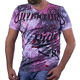 Cipo & Baxx Herren T-Shirt Batik Muster Print Kurzarm CT583 Shirt Rundhals Design Pink Grau M