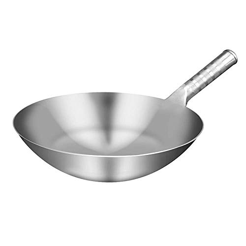 WRMIGN Edelstahl Wok 32 45 cm antihaftbeschichtet für alle Herdarten einschließlich Stay Cool Induktion Griffe 36 cm