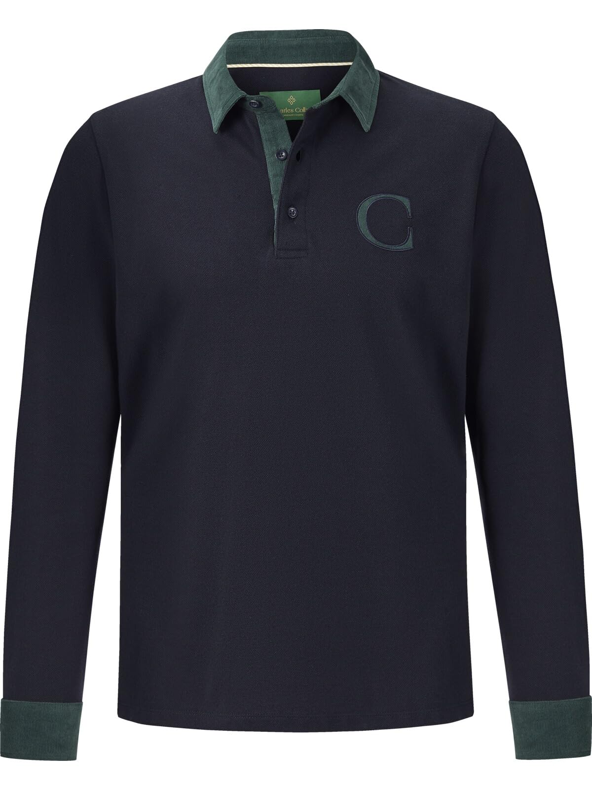 Charles Colby Herren Langarm-Poloshirt Duke Blake dunkelblau L - 52/54