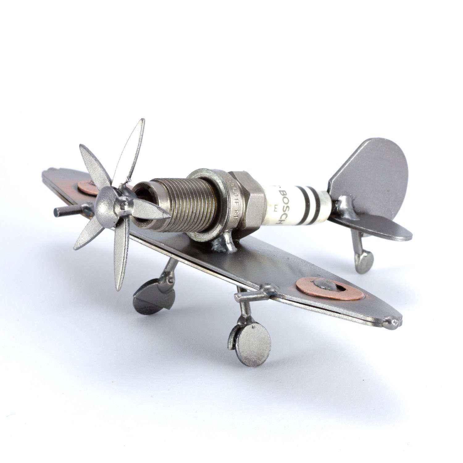 Steelman24 I Schraubenmännchen Flugzeug Mini Spitfire 2 I Made in Germany I Handarbeit I Geschenkidee I Stahlfigur I Metallfigur I Metallmännchen