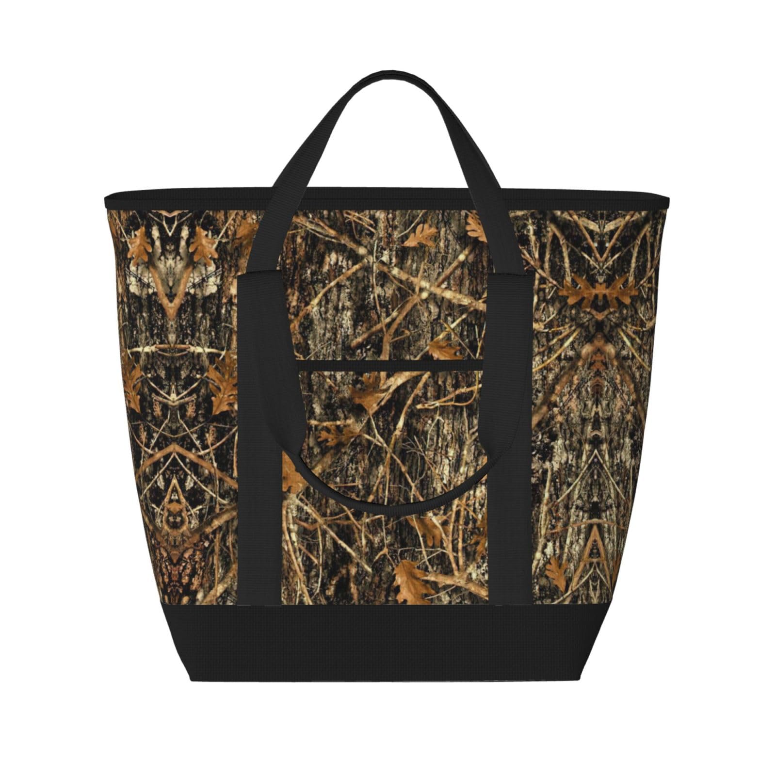 YQxwJL Einkaufstasche mit Herbst-Camouflage-Muster, großes Fassungsvermögen, isolierte Lunchtasche, wiederverwendbare Einkaufstasche mit Reißverschluss für Damen und Herren