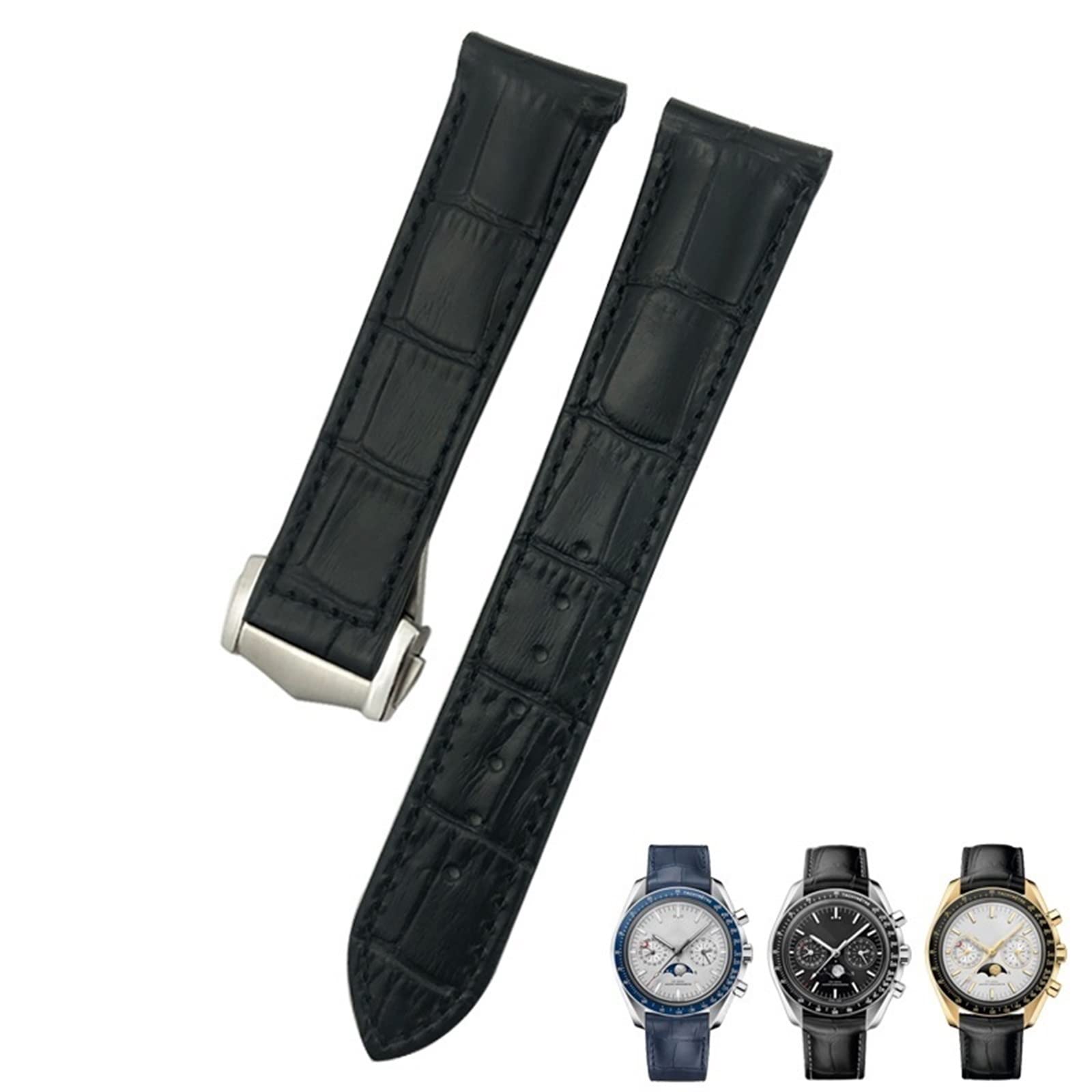 YIHANSS 19mm 20mm 21mm Gebogene Leder Rindsleder Uhrenarmbänder Fit Für Omega 300 AT150 Sxwatch Uhr Strap