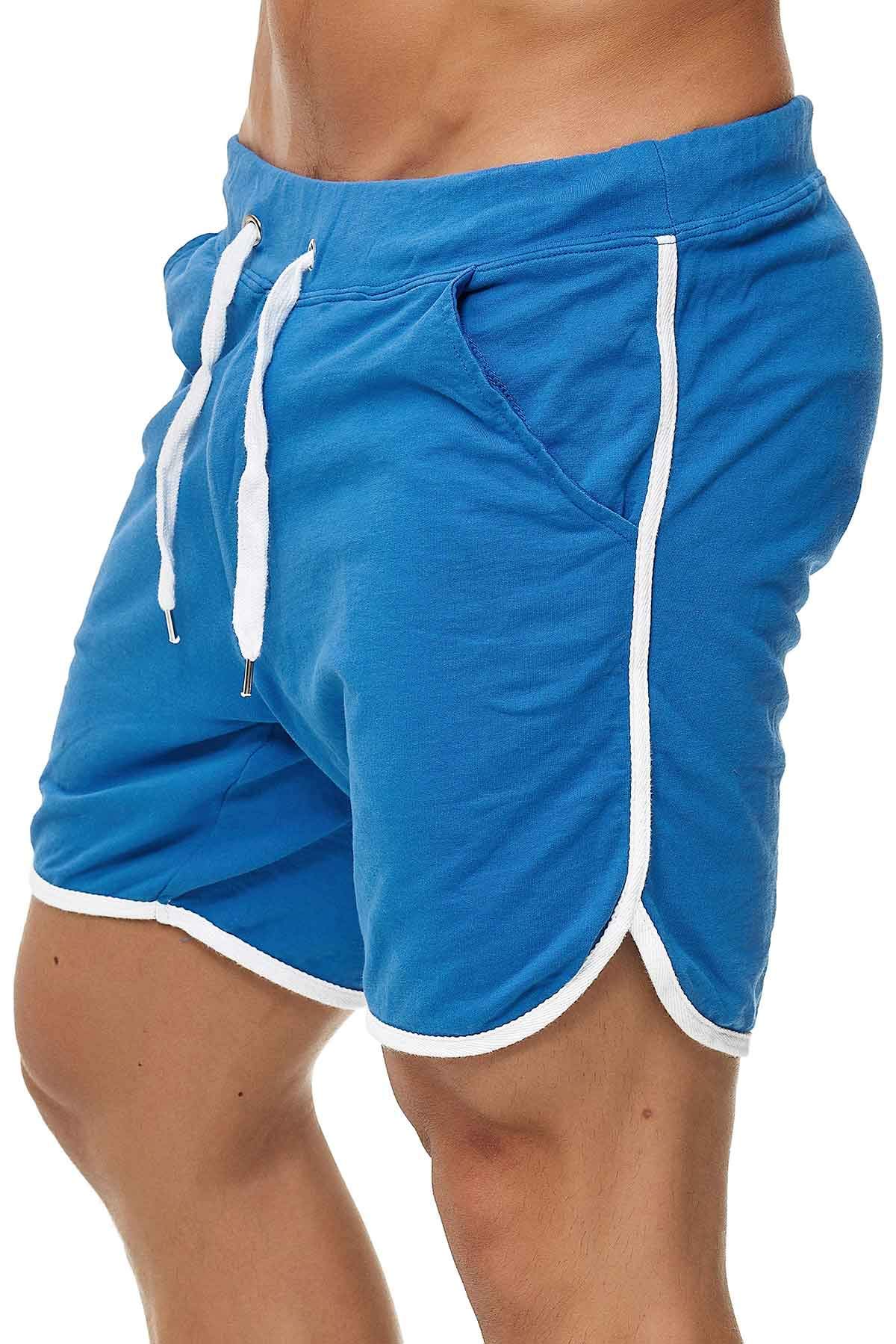 Happy Clothing Kurze Herren Hose Shorts Bermuda Jogginghose Sommer Pants Stoffhose Sweathose, Größe:S, Farbe:Blau