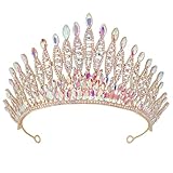 JUNNASALIKER Glitzernde Strasssteine, Brautkrone, verstellbare Größe, Kristall-Tiaras für Brautjungfern, Kopfzubehör, Party-Kopfschmuck