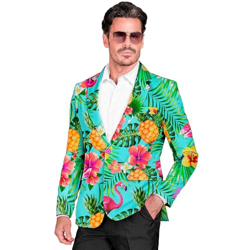 Widmann - Party Fashion Jackett, Flamingo Muster, Anzugjacke, Neon, Hawaii, Paradiesvogel, Showmen