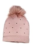 maximo Mini Girl-Mütze Heart,Pompon Futter Made in Europe 51 Rose tan