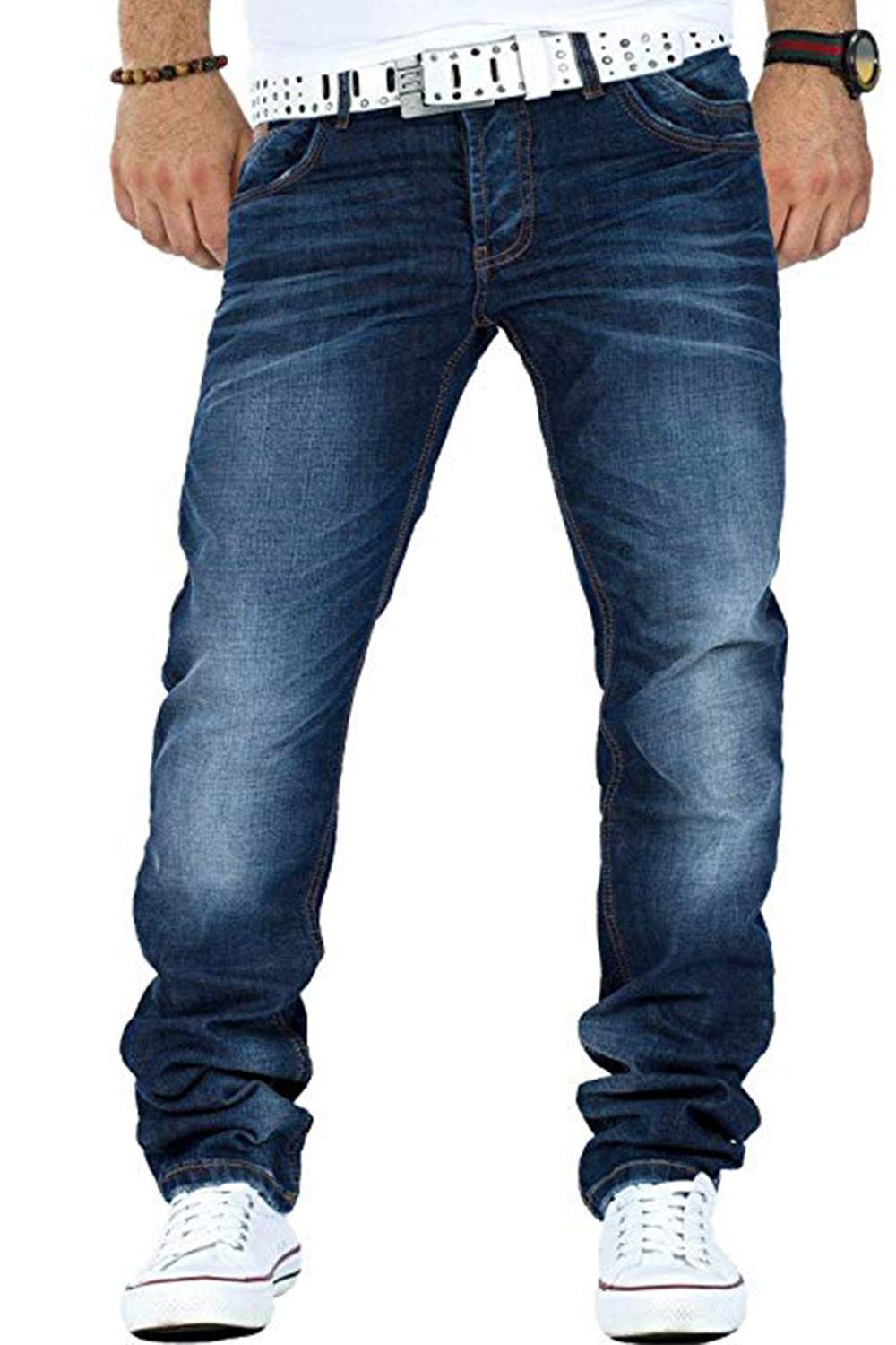 Cipo & Baxx Herren Jeanshose Basic Regular Fit Vintage Denim Jeans Hose Blau W31 L32