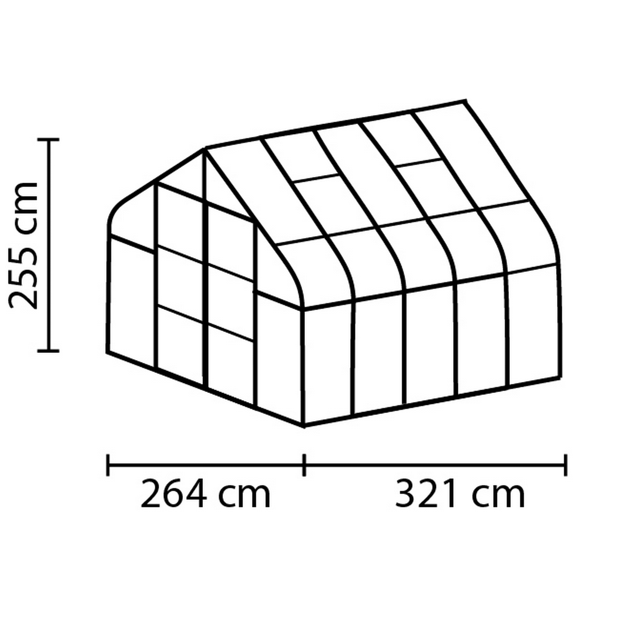 Vitavia Gewächshaus 'Diana 8300' 8,3 m² 254,4 x 316,6 cm 3 mm Sicherheitsglas schwarz 2