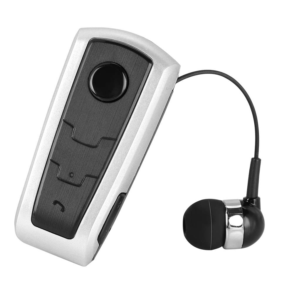 Garsent Bluetooth-Headset, kabelloses Sport-Bluetooth 4.1-Headset Einziehbarer Freisprechkopfhörer mit Mikrofon Rauschunterdrückung 5H In-Ear-Kopfhörer für Fahrer, Trucker, Fahrrad, Sport usw.(weiß)