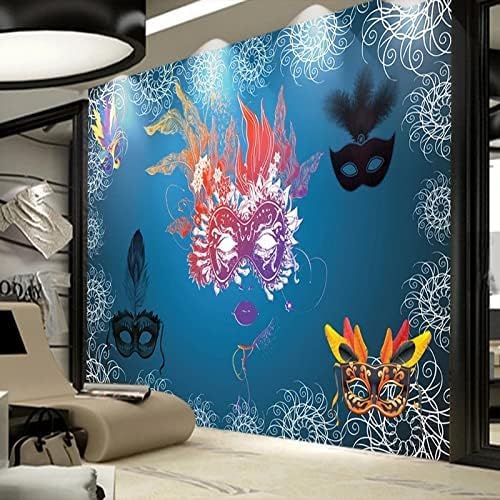 XLMING Blau Hintergrund Ballsaal Maske Prom Bar Bankettsaal Arbeitskleidung 3D Tapete Home Dekoration Wohnzimmer Sofa Schlafzimmer Tv Hintergrund Wand-300cm×210cm