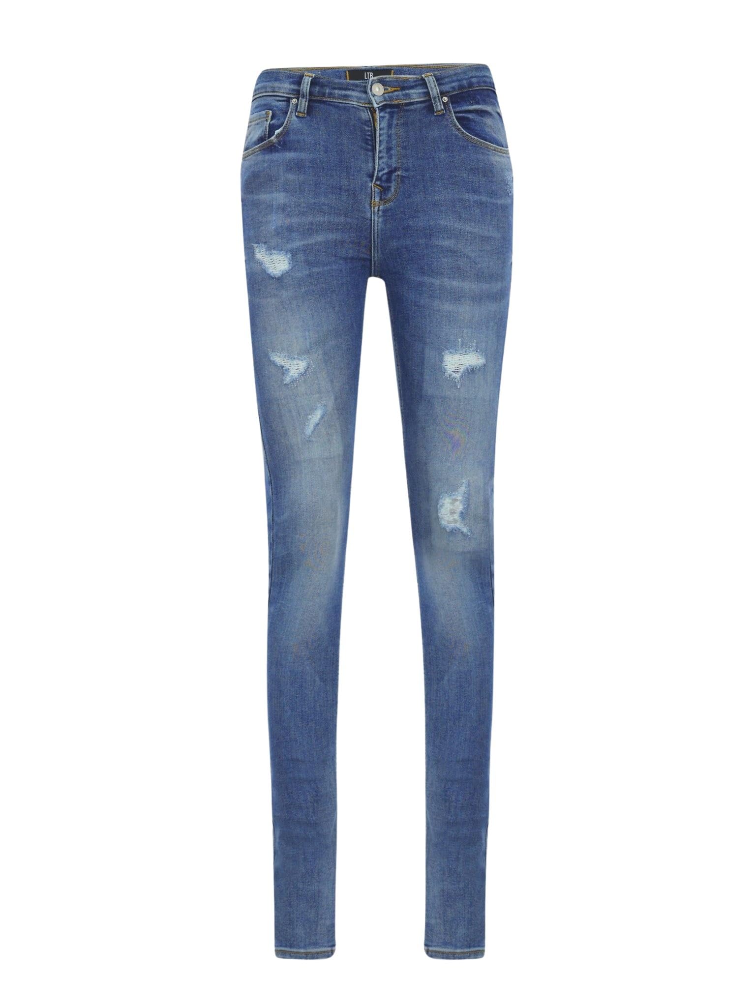 LTB Jeans Damen Jeans Amy X - Jeans Damen Skinny aus Baumwollmischung Skinny Denim Light mit Reißverschluss Hohe Taille - Blau