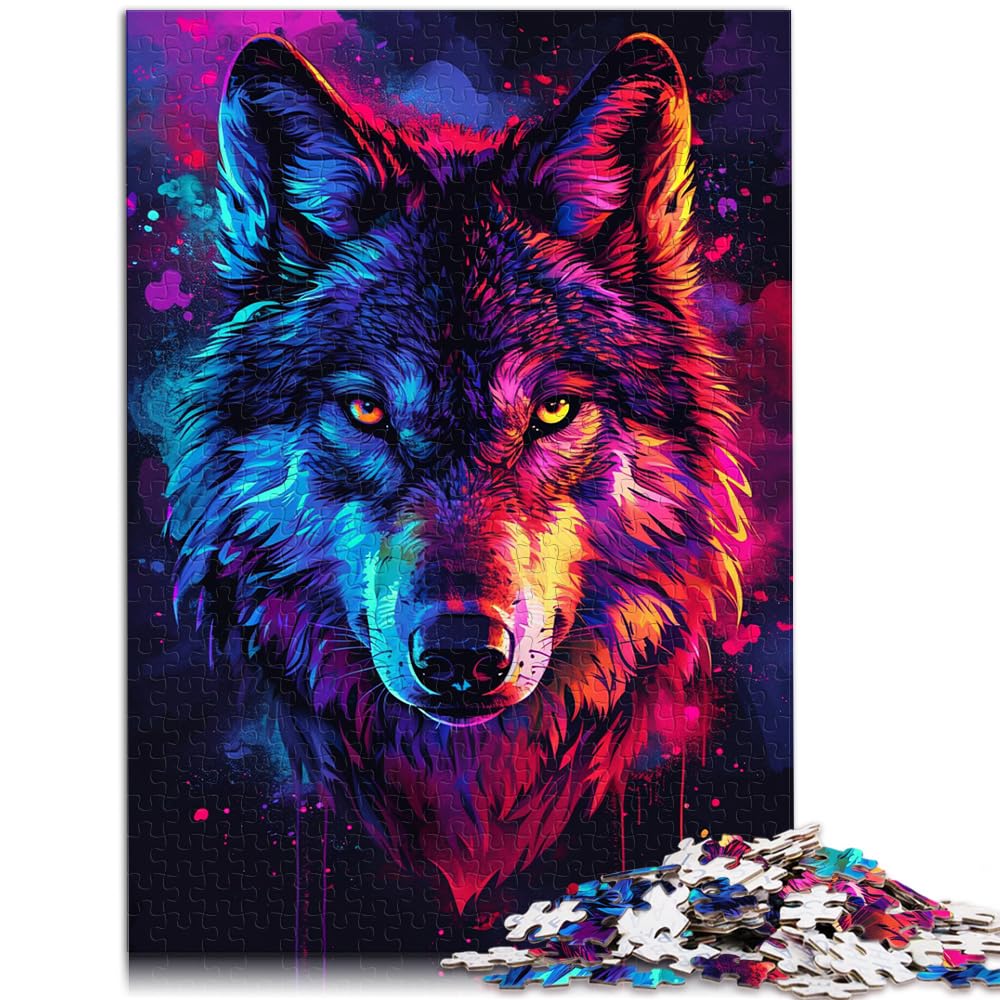 Puzzles als Geschenke, Psychedelisches, farbenfrohes Sternenwolf-Puzzle, 1000-teiliges Puzzle für Erwachsene, Holzpuzzle, Heimdekoration, Puzzles 1000 Stück (50 x 75 cm)