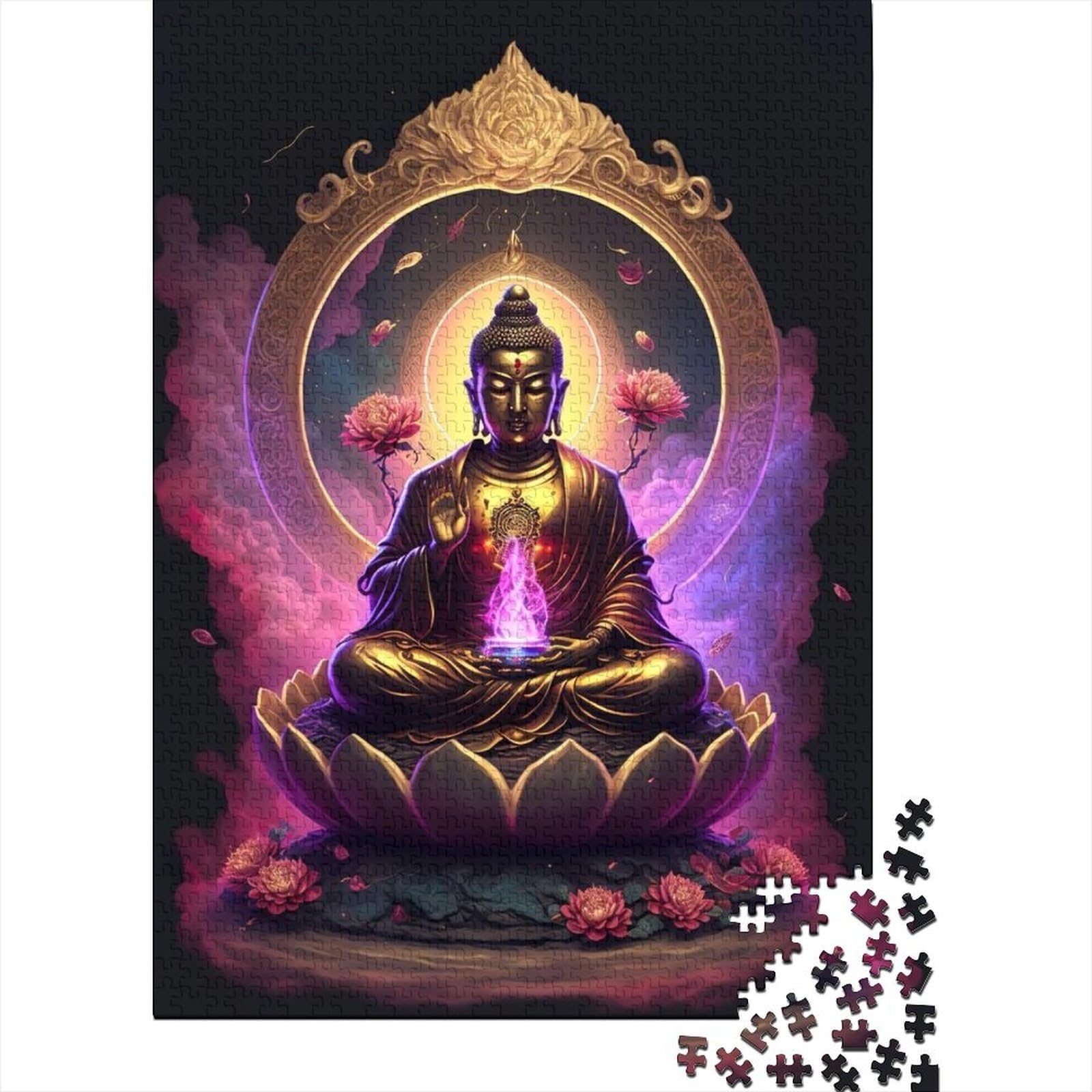 Buddha-Puzzle aus Holz, Puzzle für Erwachsene und Teenager, 500 Teile, Puzzle für Erwachsene, lustige Familienpuzzles für Erwachsene (Größe 52 x 37 cm)