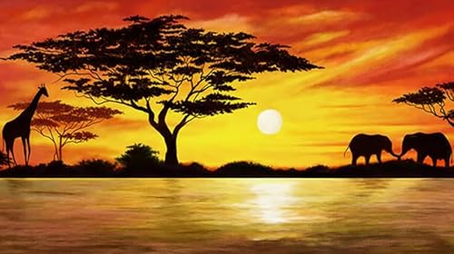 HfmQuisutron Jigsaw Puzzle 1000 Stück Afrikanische Sonnenuntergänge Landschaft Poster Holzpuzzle Für Holz Erwachsene Spielzeug Dekompression Spiel Ka144Qp