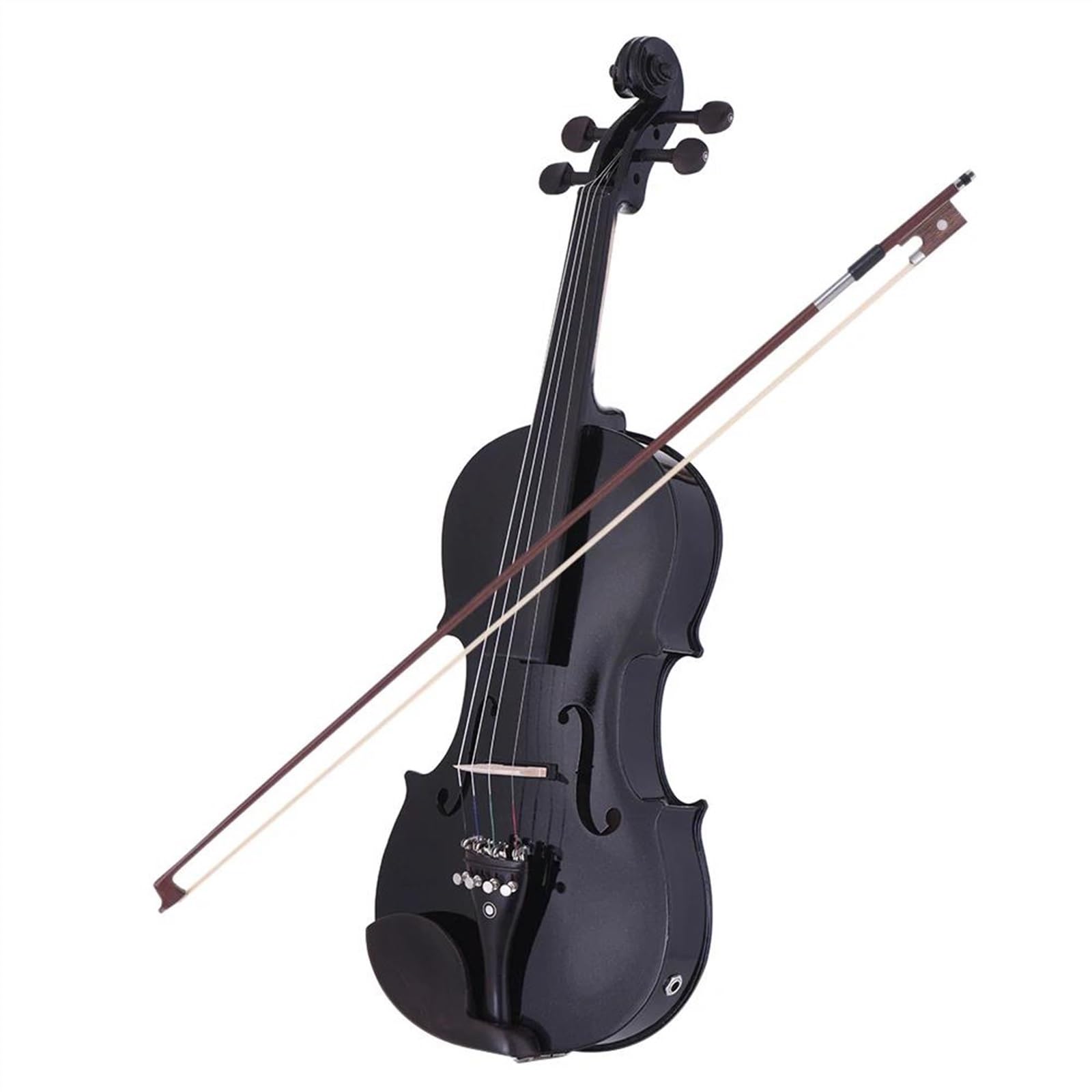 Standard Violine 4/4 Akustik-Elektro-Geige 4/4-Geigensatz Griffbrett Aus Ebenholz Bogen Aus Brasilholz.(Black SET)