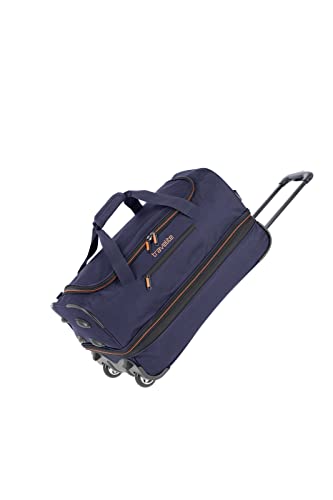 Travelite 2-Rad Trolley Reisetasche Gr. S mit Dehnfalte, Gepäck Serie BASICS: Weichgepäck Reisetasche mit Rollen mit extra Volumen, 55 cm, 51 Liter (erweiterbar auf 64 Liter), MarineOrange