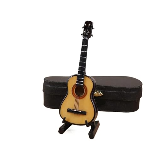 Hölzernes Miniatur-Ukelele-Modell, Mini-Musikinstrument, Mini-Ukelele, Dekorative Display-Ornamente (Color : Wood Color 10cm)