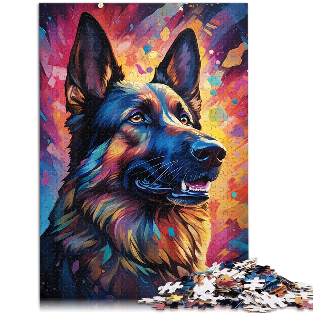 Puzzlespiel, Bunter Psychedelischer Deutscher Schäferhund, 1000-teiliges Puzzle, Holzpuzzle, Geschenke für Freunde und Familie, 1000 Teile (50 x 75 cm)