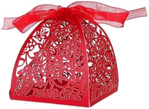 Box für Geschenke, Süßigkeiten-Box, 50 Stück Hochzeits-Süßigkeitenschachteln, hohle Geschenkboxen for Partygeschenke (Farbe: 5) (Farbe: 2) (Farbe: 2) (Color : 3, Size : One Size)