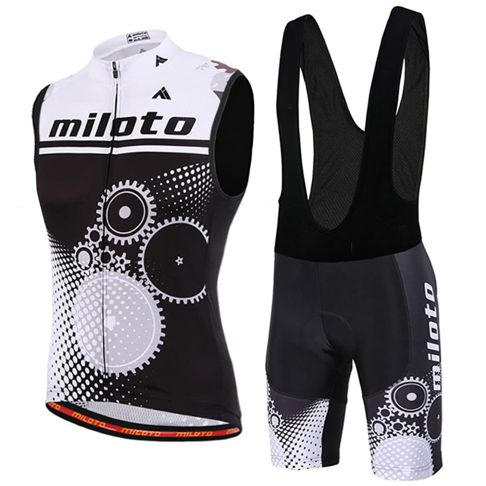 Fahrradtrikot Herren Sommer|Radweste Anzug Fahrradbekleidung Männer Ärmellos|Radtrikot Fahrradweste Set,Atmungsaktiv MTB Radsportanzug Sleeveless Oberteil und Radhose mit 19D Gel Sitzpolster(3,L)