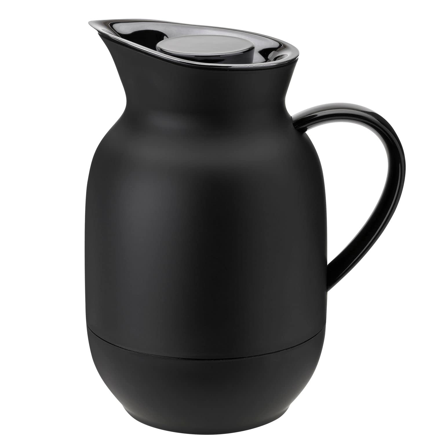 Stelton Isolierkanne Amphora - Kaffeekanne, Thermoskanne, Thermosflasche - 1-Liter-Kunststoffkanne mit Thermo-Glaseinsatz - Zubehör für Haushalt, Küche, Esszimmer - Mattes Finish, Soft Black