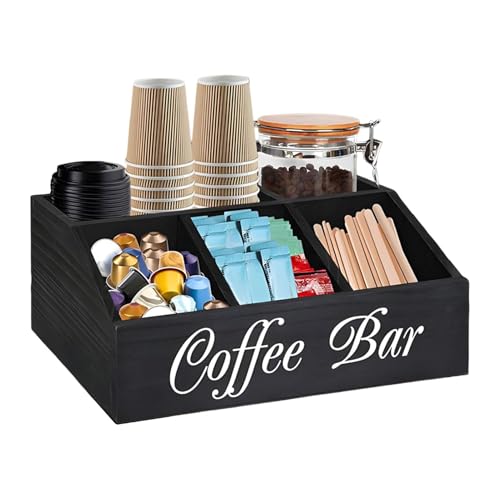 Xasbseulk Kaffeestation Theken-Organizer – Arbeitsplatten-Kaffee-Bar-Organizer, Kaffeehalter, Kaffee- und Tee-Gewürz-Aufbewahrungs-Organizer für Kaffeebar, Dessertladen