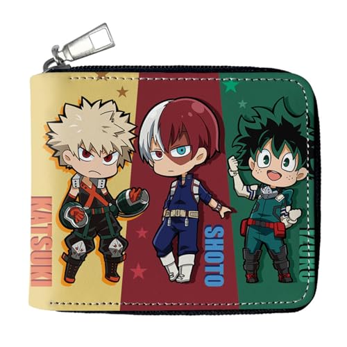 RYNDEX My He-ro Academ-ia Anime Wallets, Süß Spaß Einzigartig Karten Portemonnaie, Mädchen Geldtasche mit Münzfach und Geldscheinfach(Color:Multicolor 13)