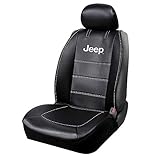 Plasticolor 008631R01 Black Jeep Logo Sitzbezug mit gestickter Kontrastnaht 3-teilig Seitenloser Style, Einzelbett