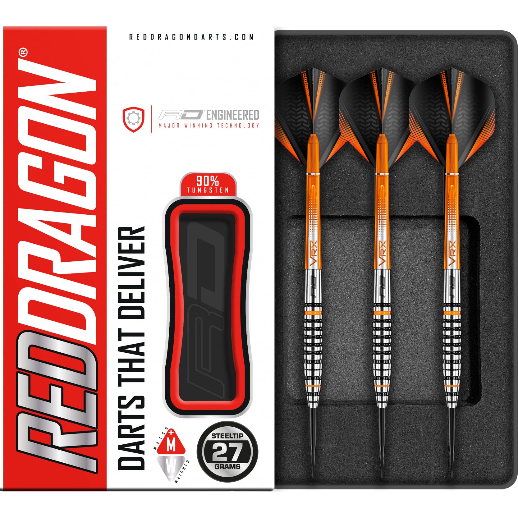 RED DRAGON Amberjack Series Steel Profi Dartpfeile Steeldarts Set mit Flights und Schäfte