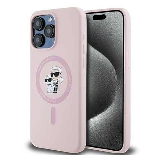 CG Mobile Karl Lagerfeld KLHMP15XSCMKCRHP Hülle für iPhone 15 Pro Max 6.7" Rosa hardcase Silicone Karl & Choupette Ring