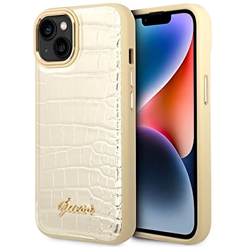 Guess GUHCP14SHGCRHD hülle für iPhone 14 6,1" Gold/Gold hardcase Croco Collection