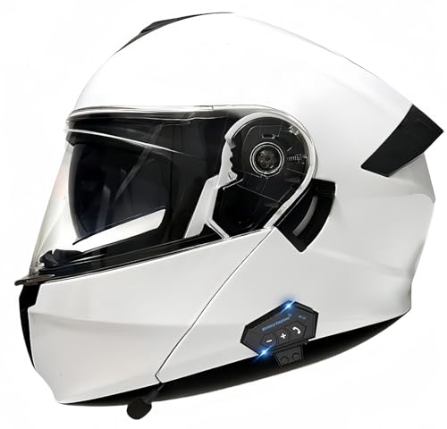 Modularer Integrierter Bluetooth-Motorradhelm, ECE-Zugelassener Herren-Rollerhelm, Integrierter Motorradhelm Mit Doppelvisier, Für Erwachsene Männer Und Frauen L,XL61-62CM