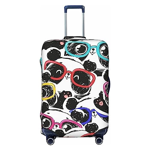 Miniks Reisegepäckhülle mit niedlichem Panda-Motiv, strapazierfähig, passend für 45,7 - 81,3 cm große Gepäckstücke, Größe XL, Schwarz, X-Large