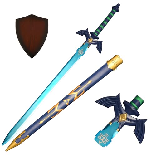 Eroberer Link's Master Schwert Samurai Schwert Skyward Schwert Japanische Anime Schwert Spiel Cosplay Full Tang Real Metal Manted Hängebrett Blau