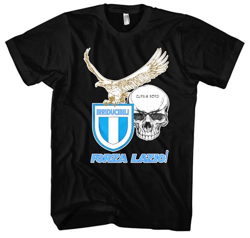 Irriducibili Lazio Herren T-Shirt | Italien Sport Rom Ultras Curva Nord | M7 Schwarz (3XL)