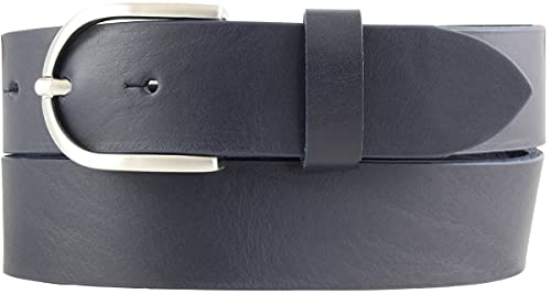 BELTINGER Damen-Gürtel aus Vollrindleder 3,5 cm | Jeans-Gürtel für Damen 35mm | Chino-Gürtel mit runder Gürtelschließe | Marine 80cm