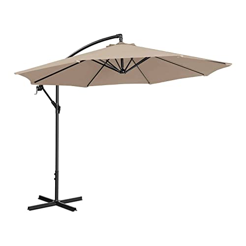 Uniprodo UNI-UMBRELLA-R300CR-N | Ampelschirm | Sonnenschirm | Cremefarben rund Ø 300 cm neigbar | Gartenschirm | Terrassenschirm | Sonnenschutz für Balkon, Terrasse & Garten | Pendelschirm