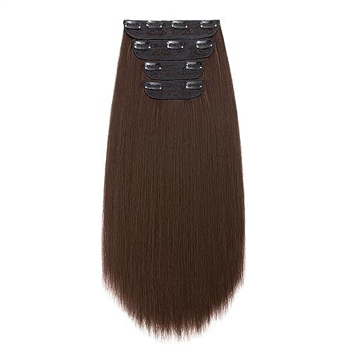 Clip-in-Haarverlängerungen Synthetische Haarverlängerung 20 Zoll 4 Teile/satz 11 Clip In On Haarverlängerungen ins Yaki Gerade Natürliche Haarteile Clip In Haar for Frauen Clip-in-Haarverlängerungen a