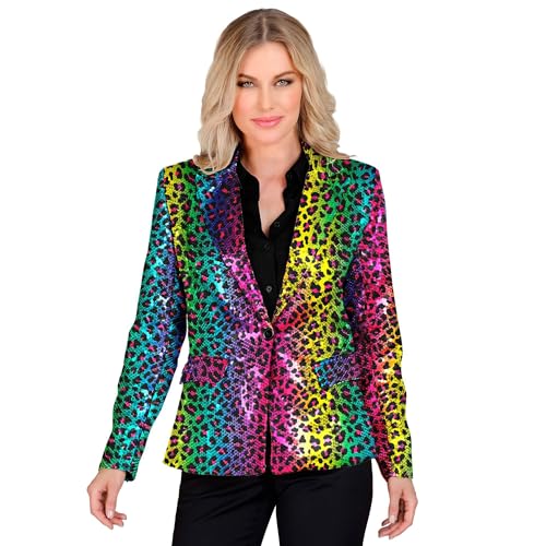 W WIDMANN MILANO Party Fashion - Party Fashion Blazer mit Pailletten für Damen, Schlagermove, Jackett, Animal Print, Festival, Faschingskostüme