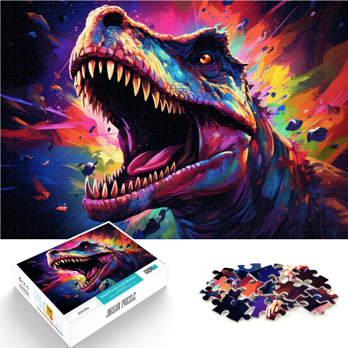 Spielzeug-Puzzle, farbenfroher Fantasie-Dinosaurier, 1000 Teile, Puzzle, Holzpuzzle, Spielzeug-Puzzle, Lernspiele, Stressabbau-Puzzle, 1000 Teile (50 x 75 cm)