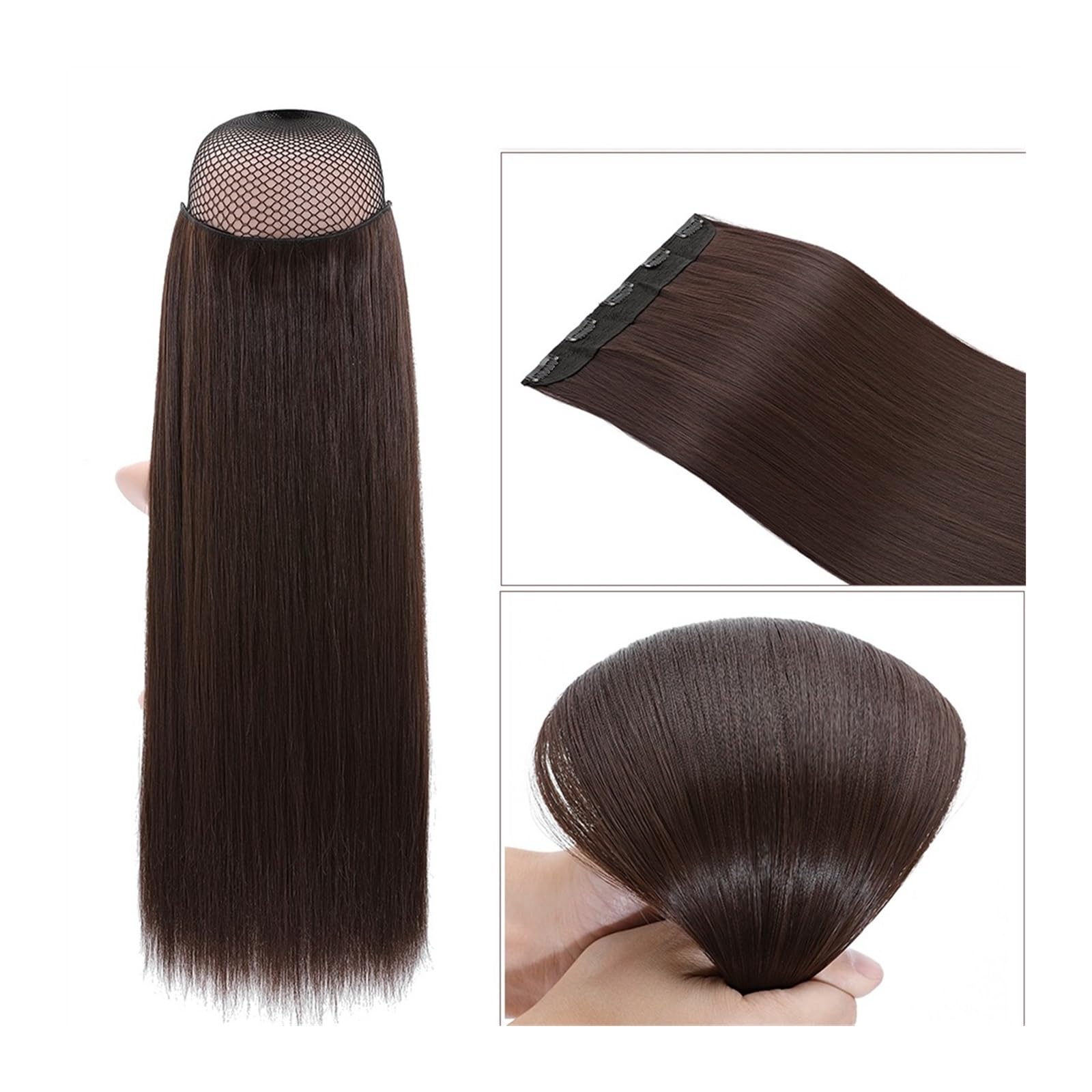 Clip-in-Haarverlängerungen Synthetische Haarverlängerung, 66 cm, hellblond, Clip-in-Haarverlängerung, langes, glattes, natürliches Ombre-Blond-Haarteil for Frauen Clip-in-Haarverlängerungen aus Echtha