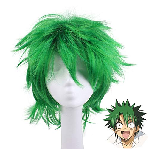 LINLINCD Cosplay wig Anime Gesetz von Ueki Cosplay Grüne Perücke Kosuke Ueki Cosplay Perücke Für Männer Halloween Karneval Party Haar Cosplay Requisiten Ly-260