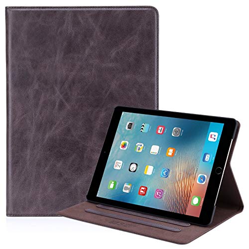 32nd Premium Series - Leder Folio Hülle Case Flip Cover für Apple iPad 9.7" (2017) & iPad 9.7" (2018), Entwurf gemacht Mit Ständer - Dunkelbraun